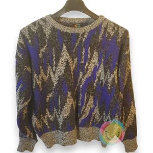 VTG Spettro Men's L Abstract Geometric 80s 90s Sweater Purple